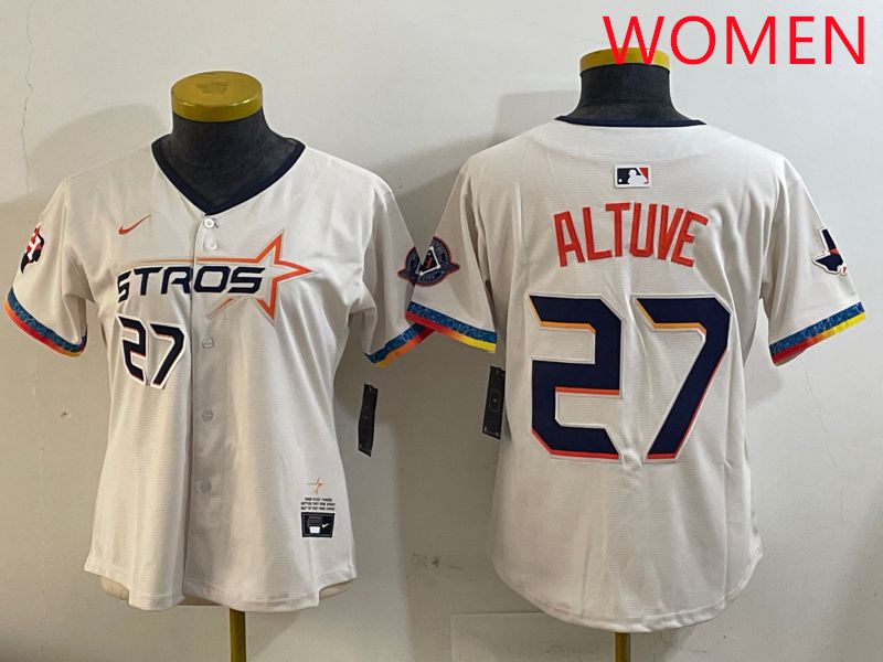 Women Houston Astros #27 Altuve Cream Fourth generation Joint Name Nike 2025 MLB Jersey style 4